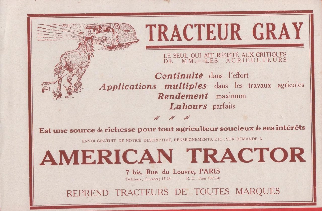Tracteur Gray. Advertising 1924 | Immagine principale