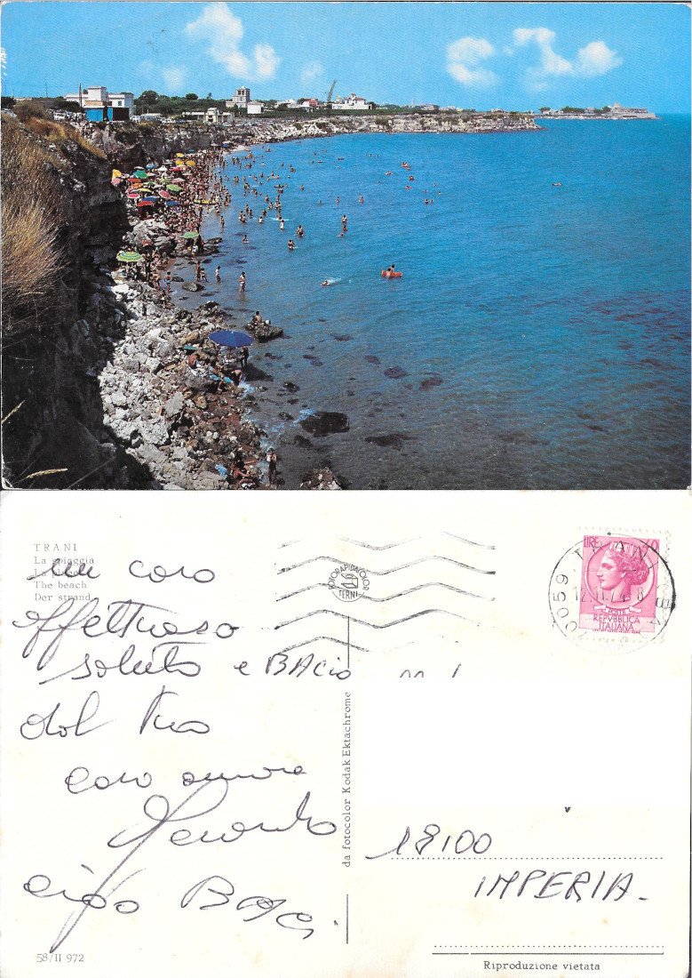Trani. La Spiaggia. Viaggiata 1974 | Immagine principale
