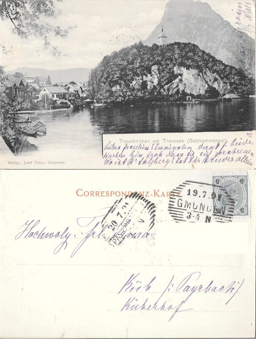 Traunkirchen am Traunsee, Salzkammergut. Viaggiata 1901 | Immagine principale