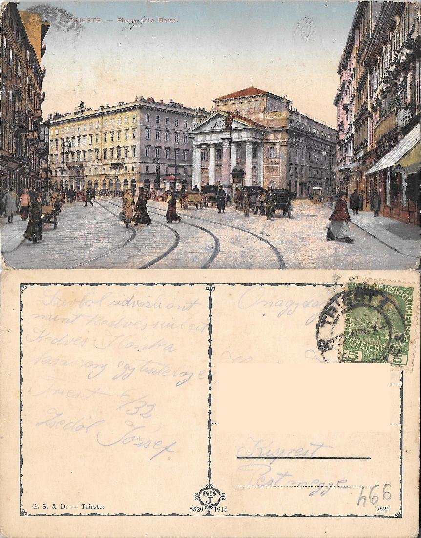 Trieste.Piazza della borsa. Viaggiata 1932 | Immagine principale