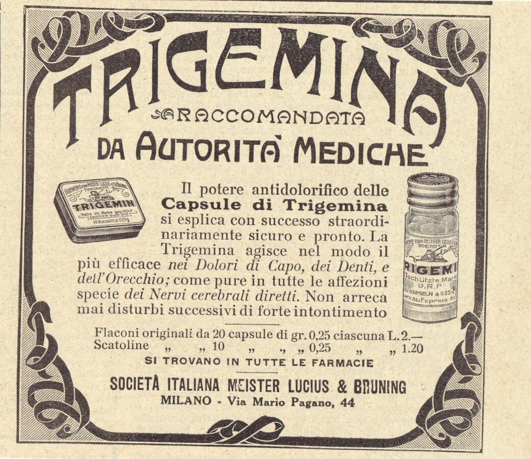 Trigemina antidolorifico. Advertising 1913 | Immagine principale