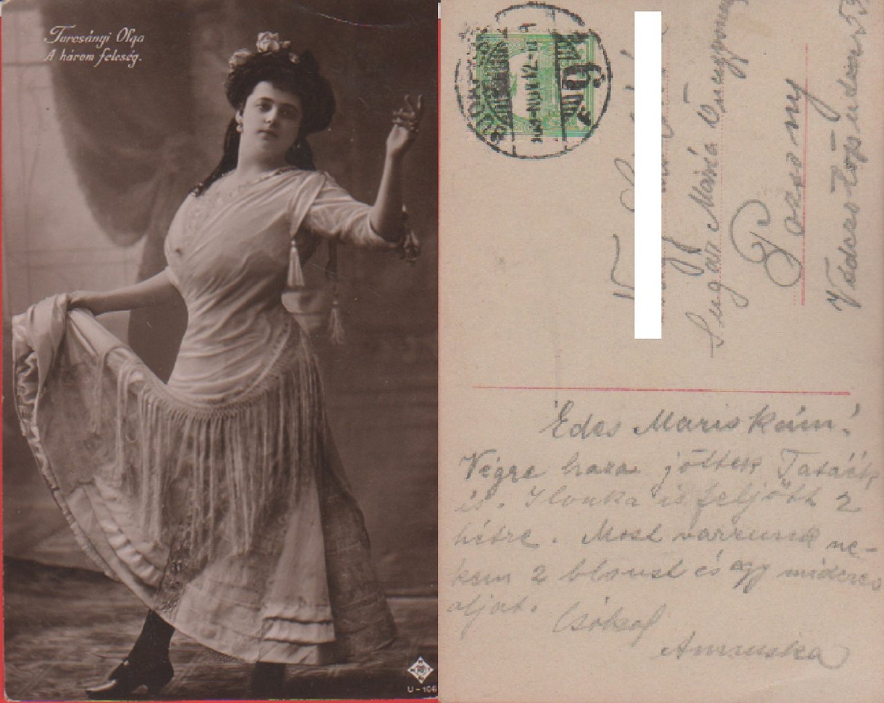 Turcsanyi Olga. A harem feleseg. (attrice ungherese). Viaggiata 1912 | Immagine principale