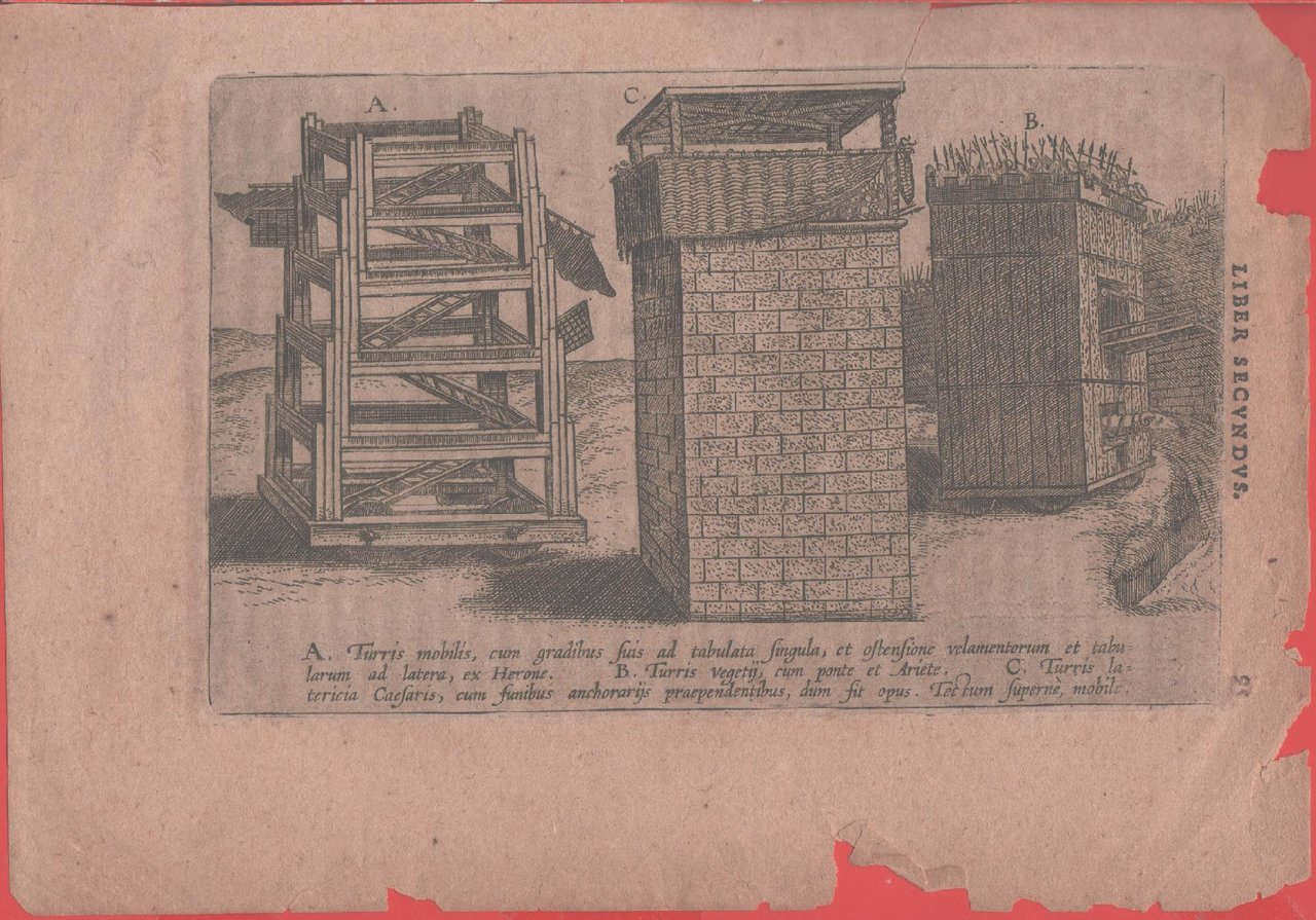 Turis mobilis; Turris vegetij; Turris latericia. stampa 1596 | Immagine principale