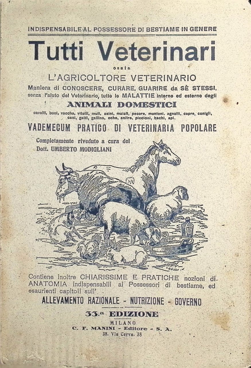 Tutti Veterinari ossia L'Agricoltore Veterinario - Ricettario Vademecum Pratico di … | Immagine principale