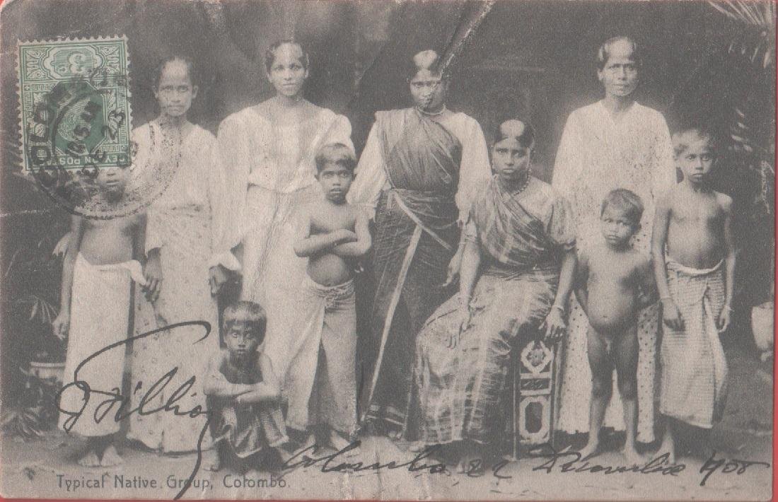 Typical Native Group. Colombo (Ceylon-Skri Lanka). Viaggiata 1908 | Immagine principale