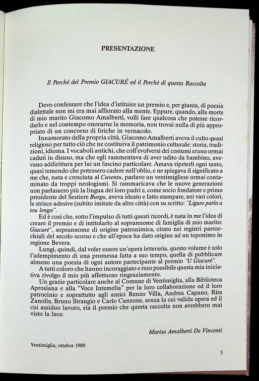 U Giacuré Premio Di Poesia Dialettale Intemelia 1988-1989 Libro Poesie … | Immagine Gallery 2