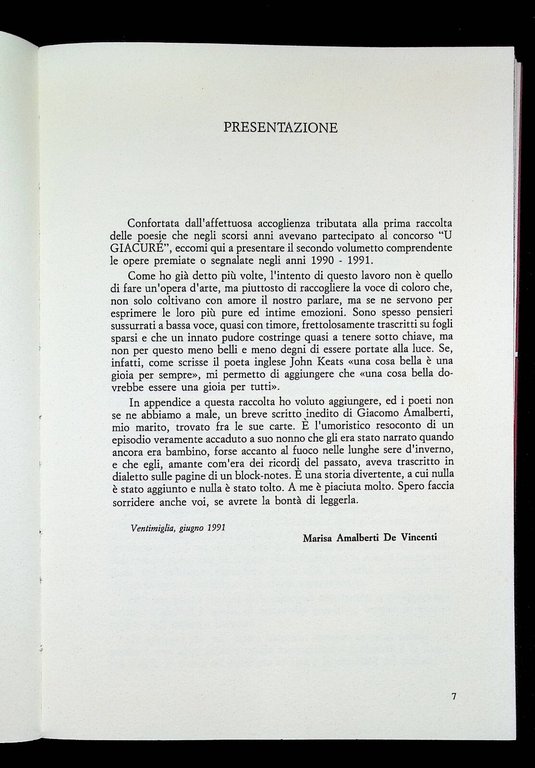 U Giacuré Premio Poesia Dialettale Intemelia 1990-1991 Poesie Dialetto Ventimigl
