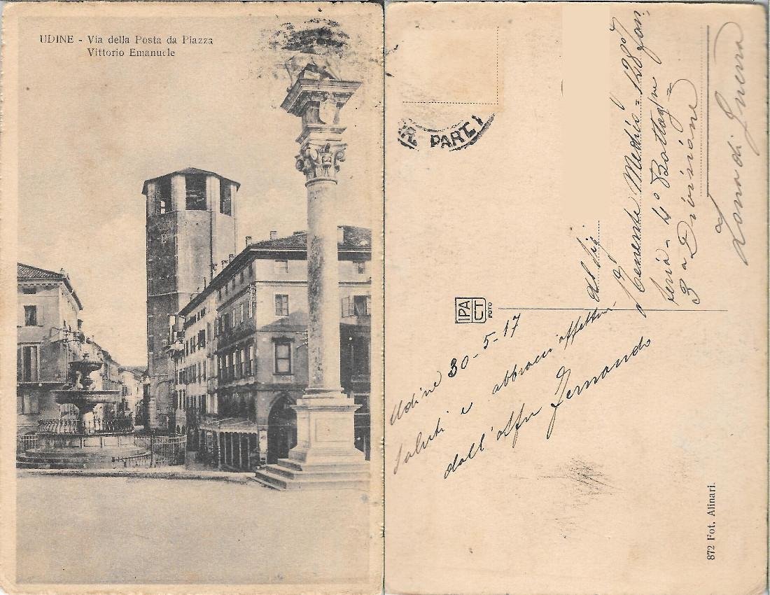 Udine. Via della Posta da Piazza Vittorio Emanuele. Viaggiata 1917 | Immagine principale