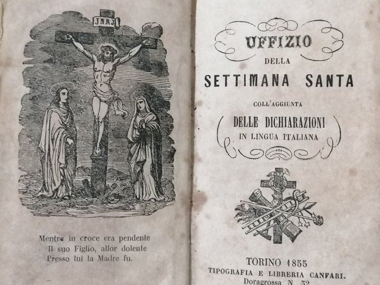 Uffizio Della Settimana Santa Aggiunta Dichiarazioni Lingua Italiana 1855 Torino