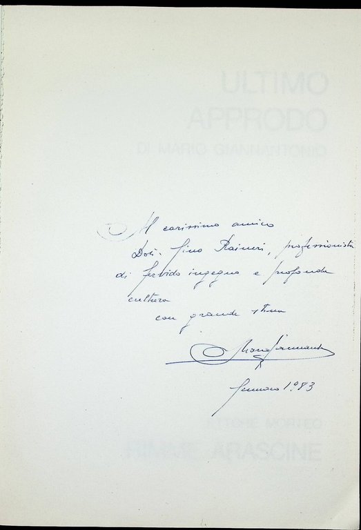 Ultimo Approdo / Rime Arascine Libro Giannantonio Morteo Poesie Dialetto …