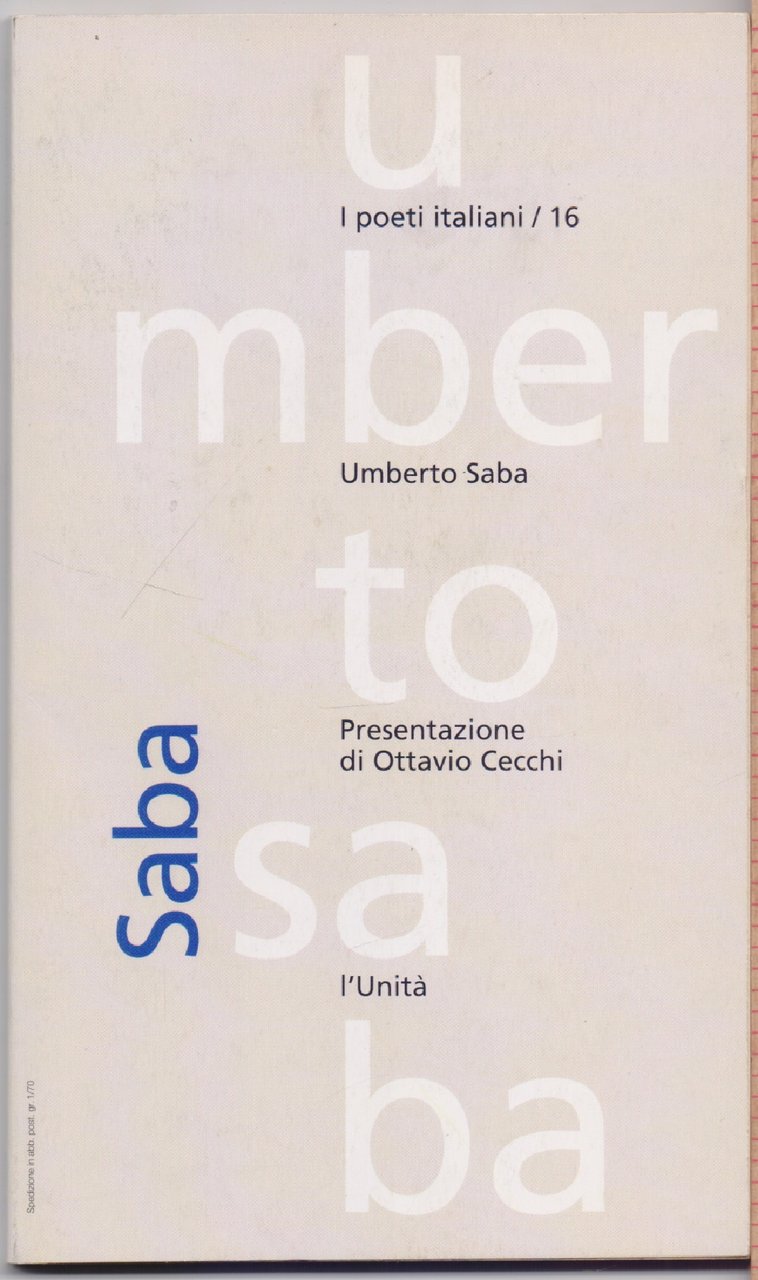 Umberto Saba - Presentaziome di Ottavio Cecchi | Immagine principale