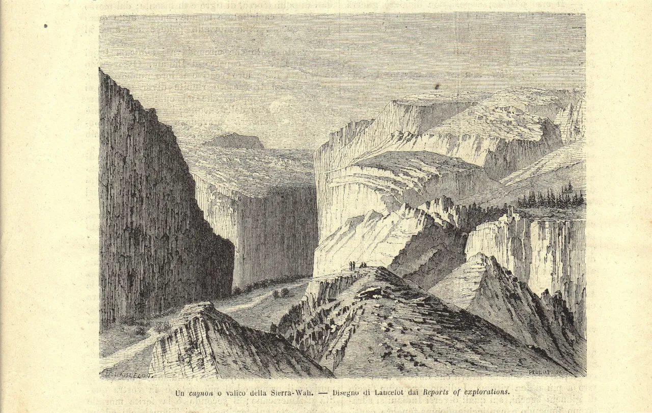 Un cagnon o valico della Sierra-Wah. Stampa 1863. | Immagine principale