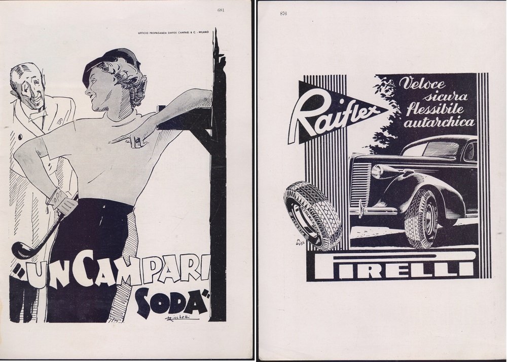 Un Campari Soda/Pirelli Raiflex. Advertising 1940 | Immagine principale