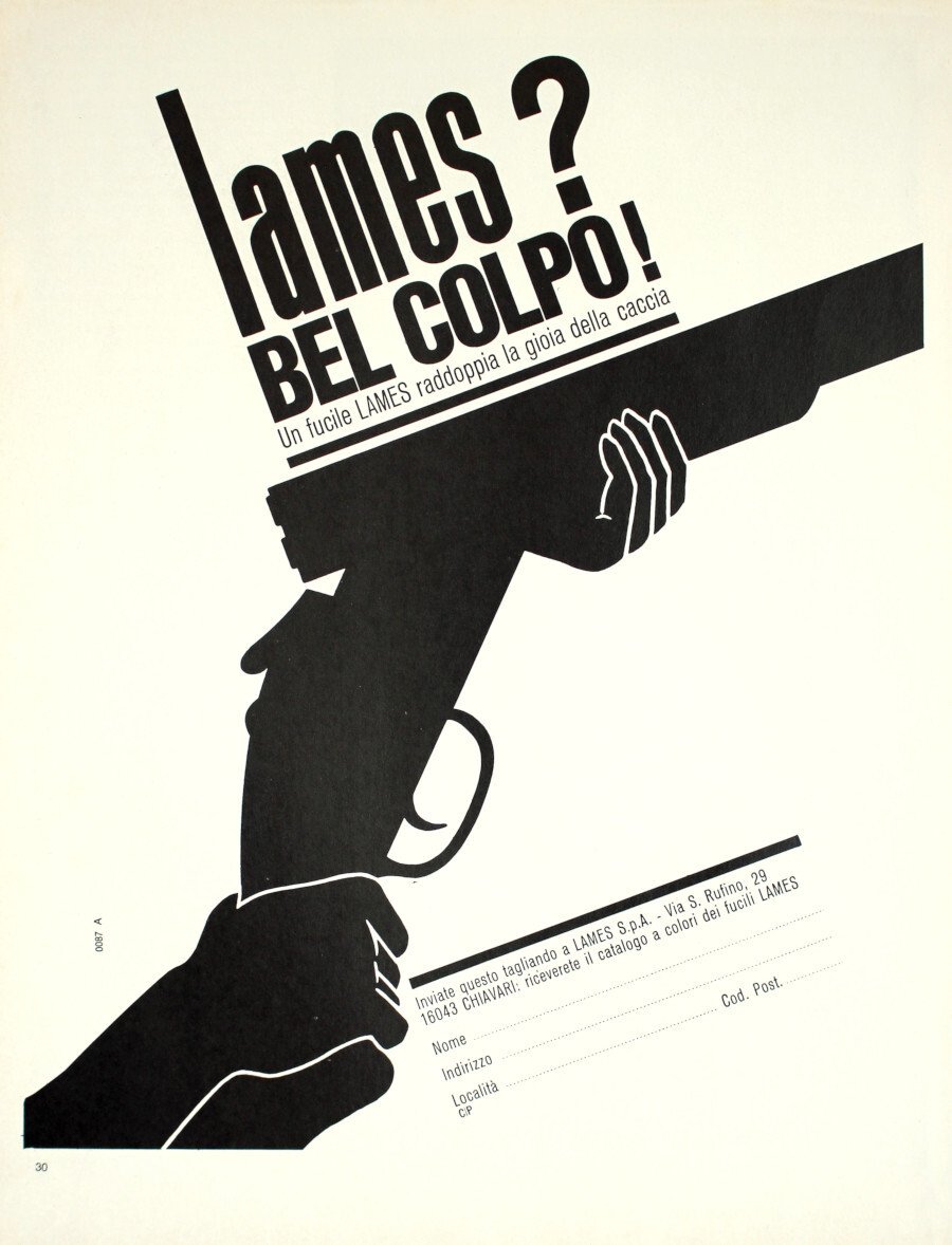 Un fucile LAMES raddoppia la gioia della caccia. Advertising 1969 | Immagine principale