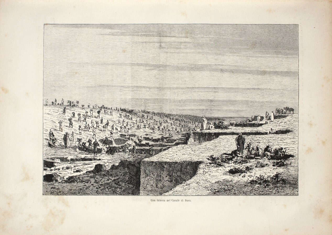 Una trincea nel Canale di Suez. Stampa 1863 | Immagine principale
