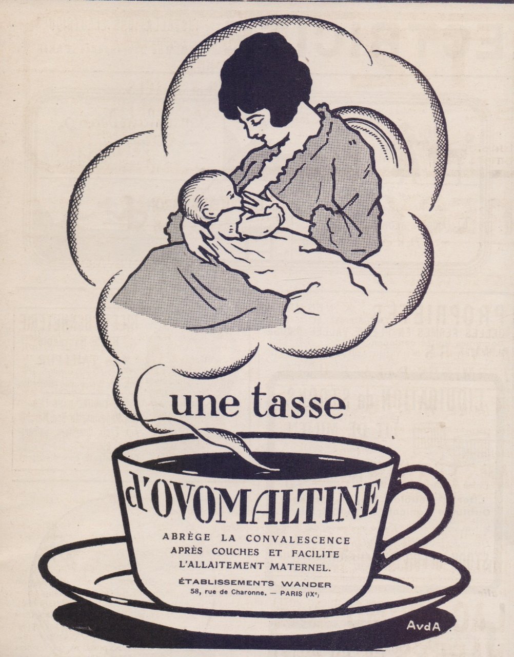 Une tasse d'Ovomaltine. Advertising 1923 | Immagine principale