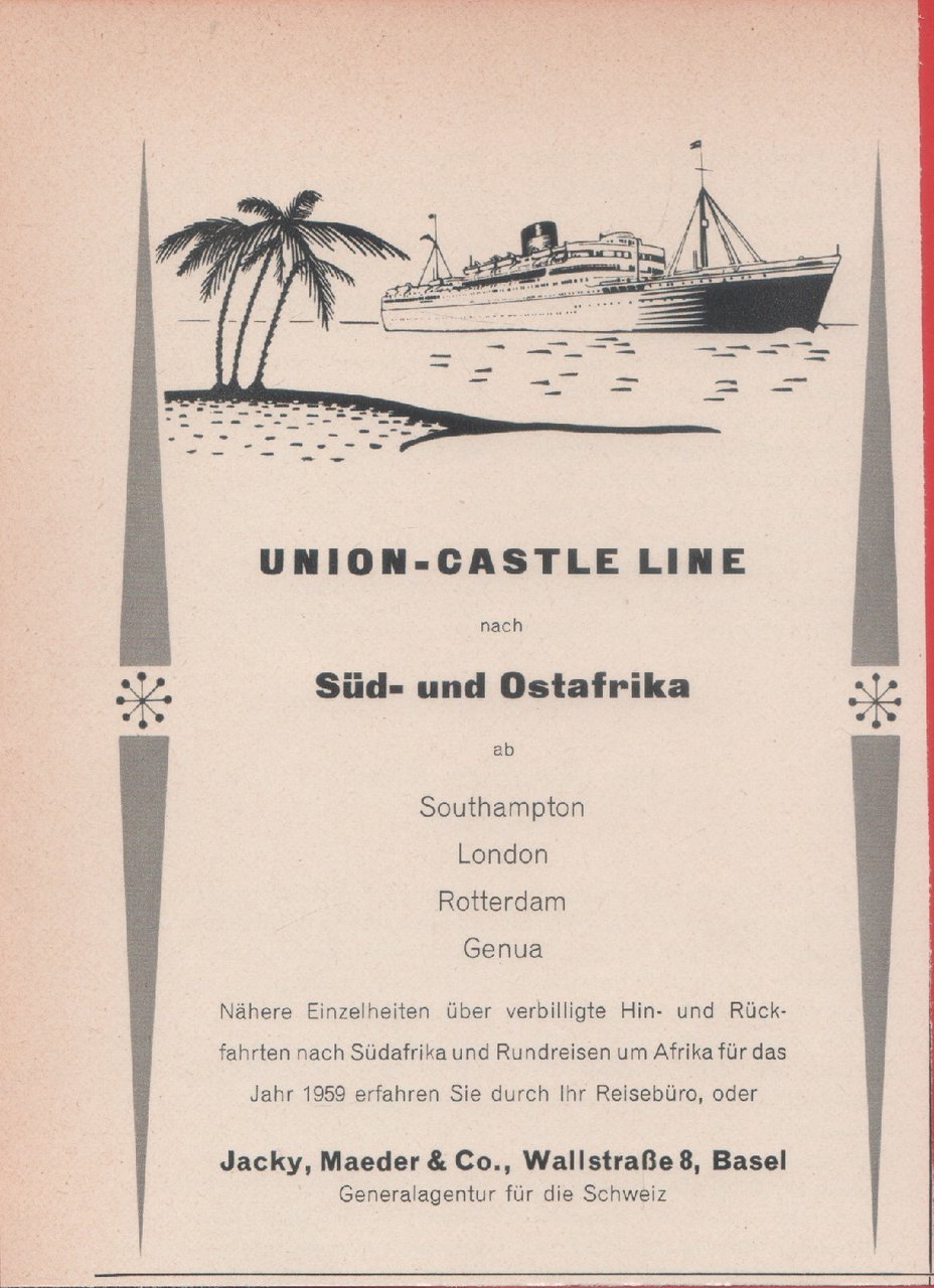 Union-Castle Line nach Sud- und Ostafrika. Advertising 1958 | Immagine principale