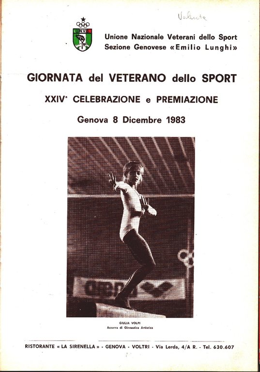 Unione Nazionale Veterani Sportivi - Genova. Manifestazioni e Celebrazioni 1983