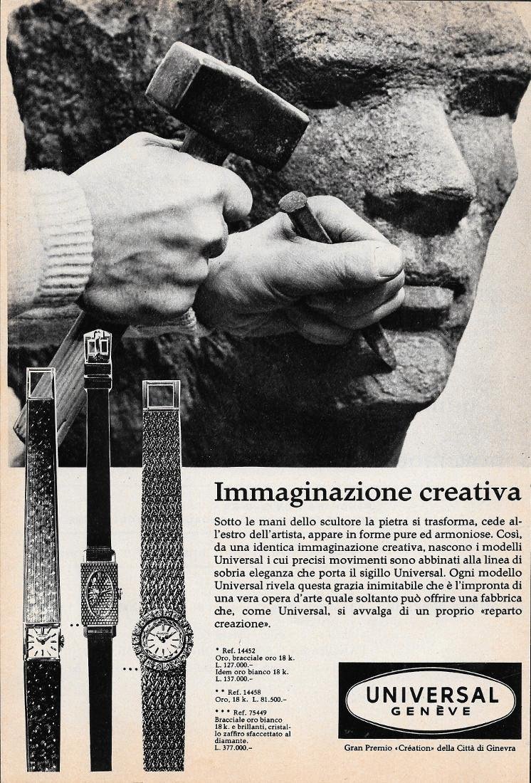 Universal Genève, Immaginazione creativa. Advertising 1963 | Immagine principale