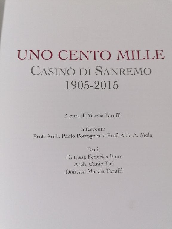 Uno Cento Mille Casinò Di Sanremo Libro Taruffi De Ferrari …