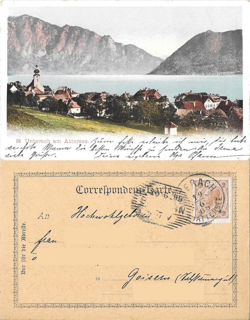 Unterach am Attersee. Viaggiata 1899 | Immagine principale