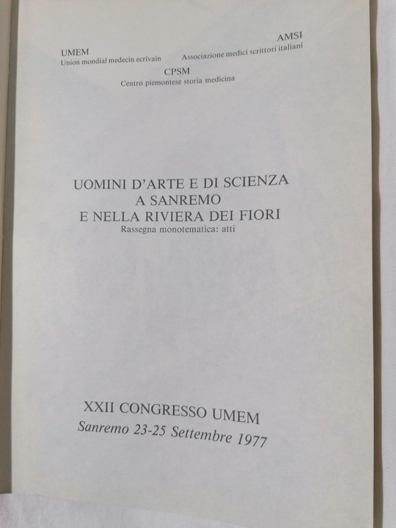 Uomini d'arte e di scienza a Sanremo e nella Riviera …