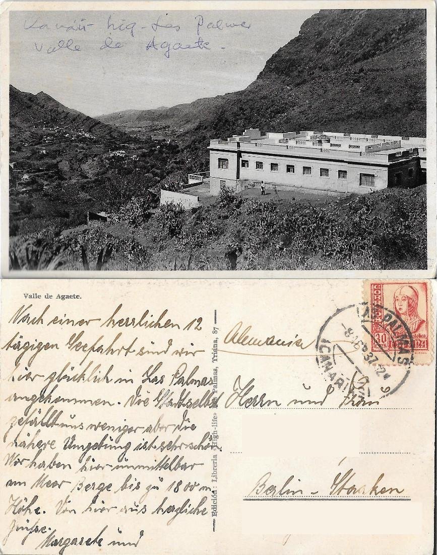 Valle de Agaete. Gran Canaria. Viaggiata 1937 | Immagine principale