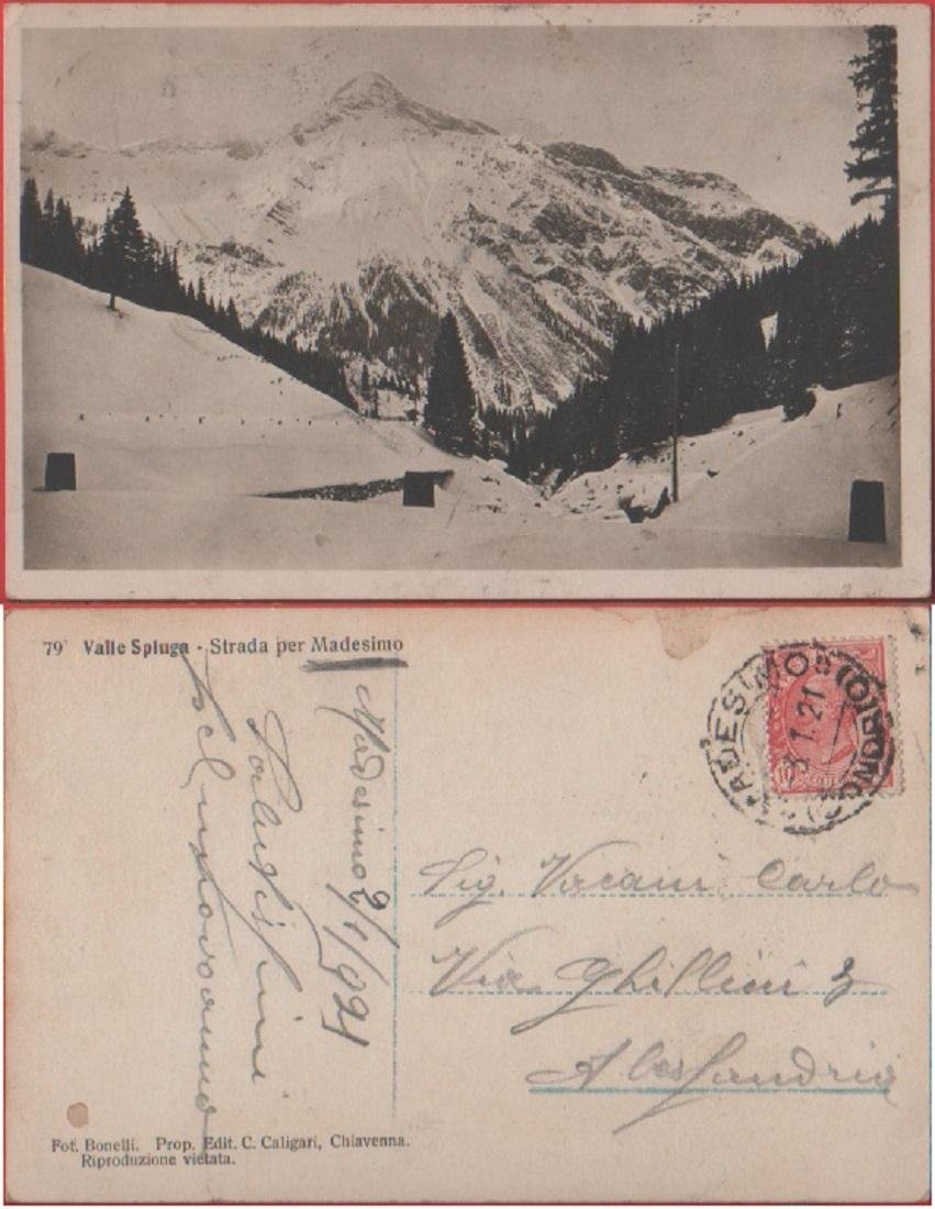 Valle Spluga. Strada per Madesimo. Viaggiata 1921 | Immagine principale