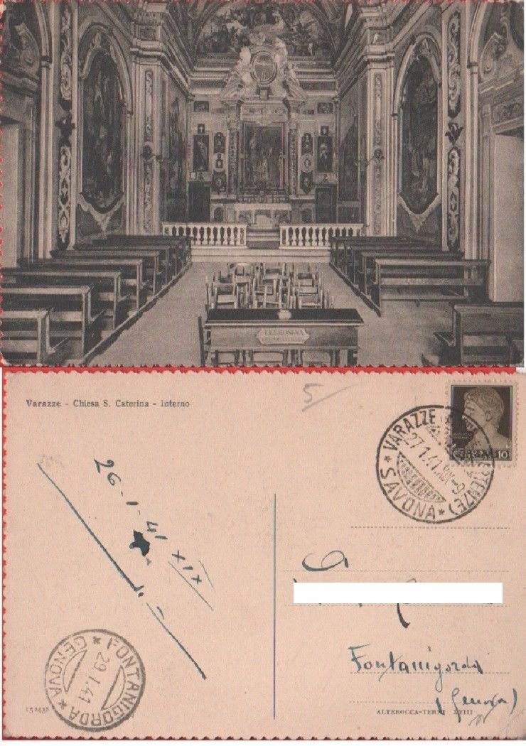 Varazze. Chiesa S. Caterina. Interno. Viaggiata 1941 | Immagine principale