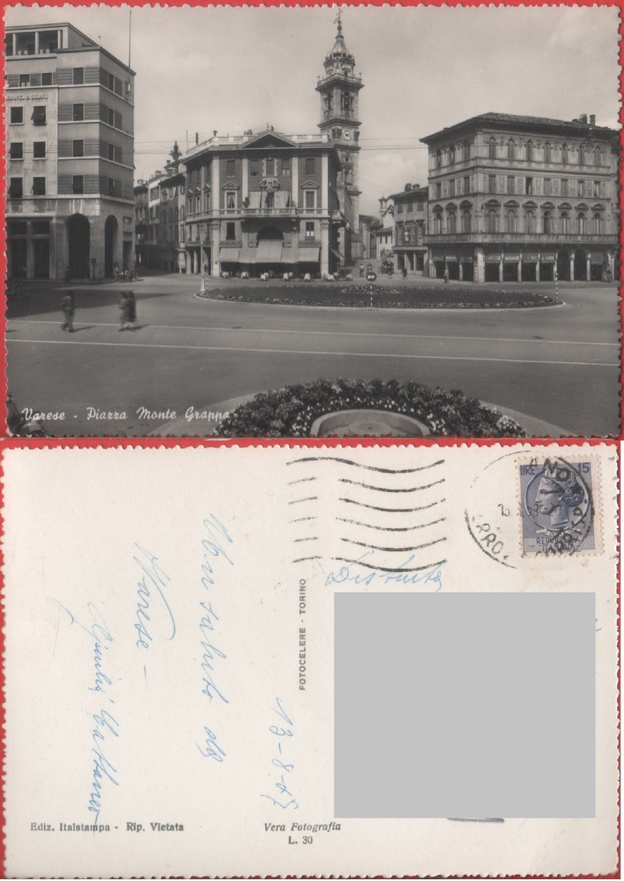 Varese. Castello. Piazza Monte Grappa. Viaggiata 1957 | Immagine principale