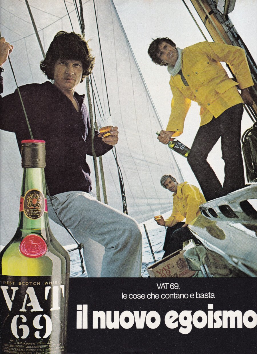 Vat 69 il nuovo egoismo/Fernet Branca, digestione avvenuta. Advertising 1974 | Immagine principale