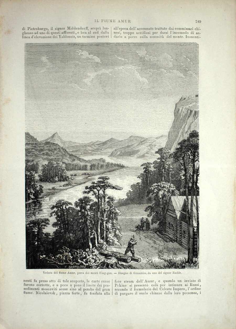 Veduta del fiume Amur, presa dai monti Hing-gan. Stampa 1864 | Immagine principale