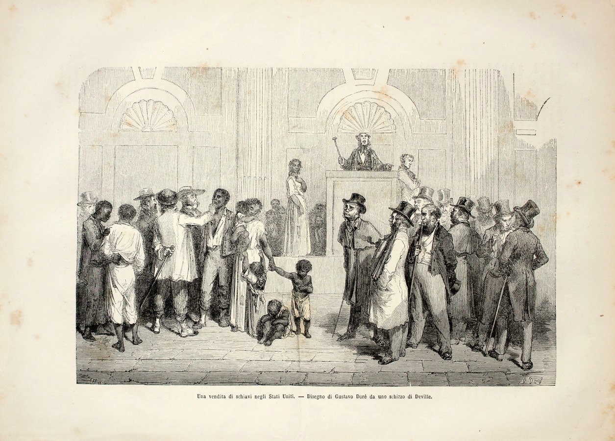 Vendita degli schiavi negli Stati Uniti. Stampa 1863 | Immagine principale