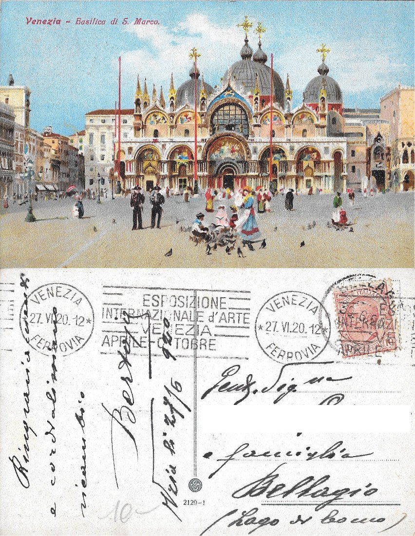 Venezia. Basilica di S. Marco. Viaggiata 1920, pittorica | Immagine principale
