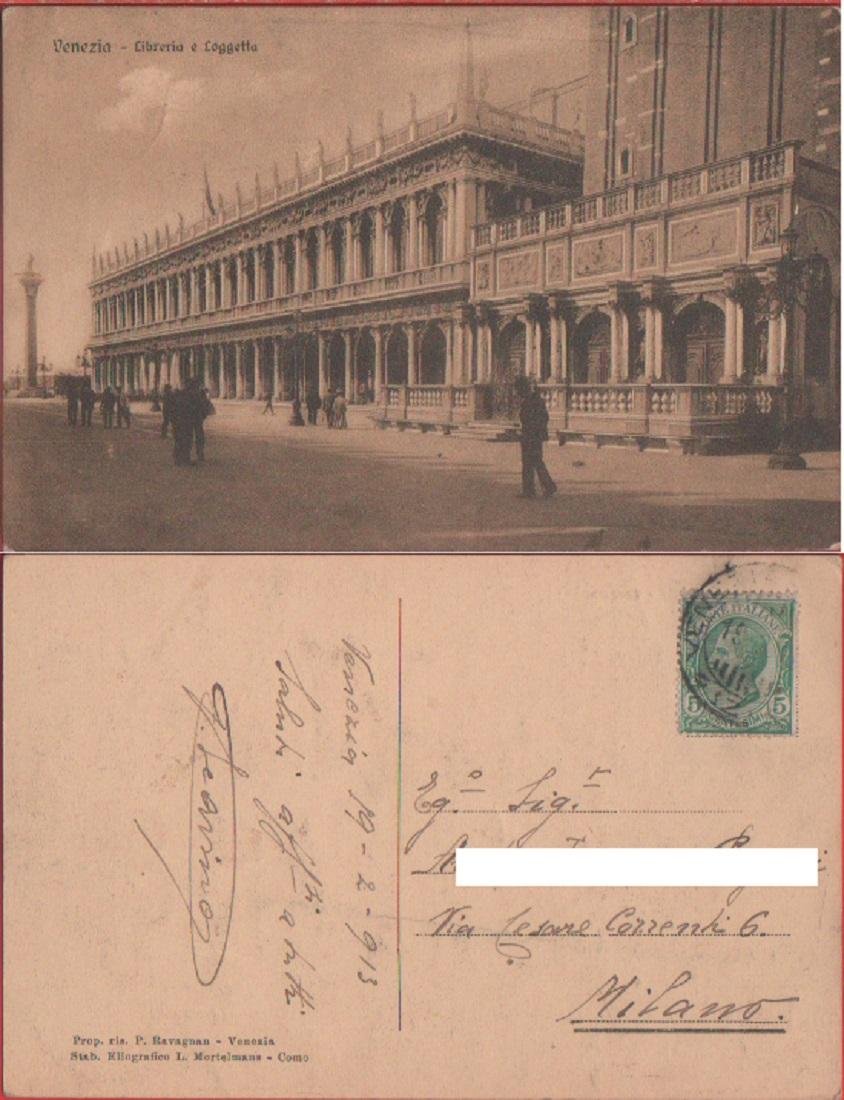 Venezia. Libreria e Loggetta. Viaggiata 1913 | Immagine principale