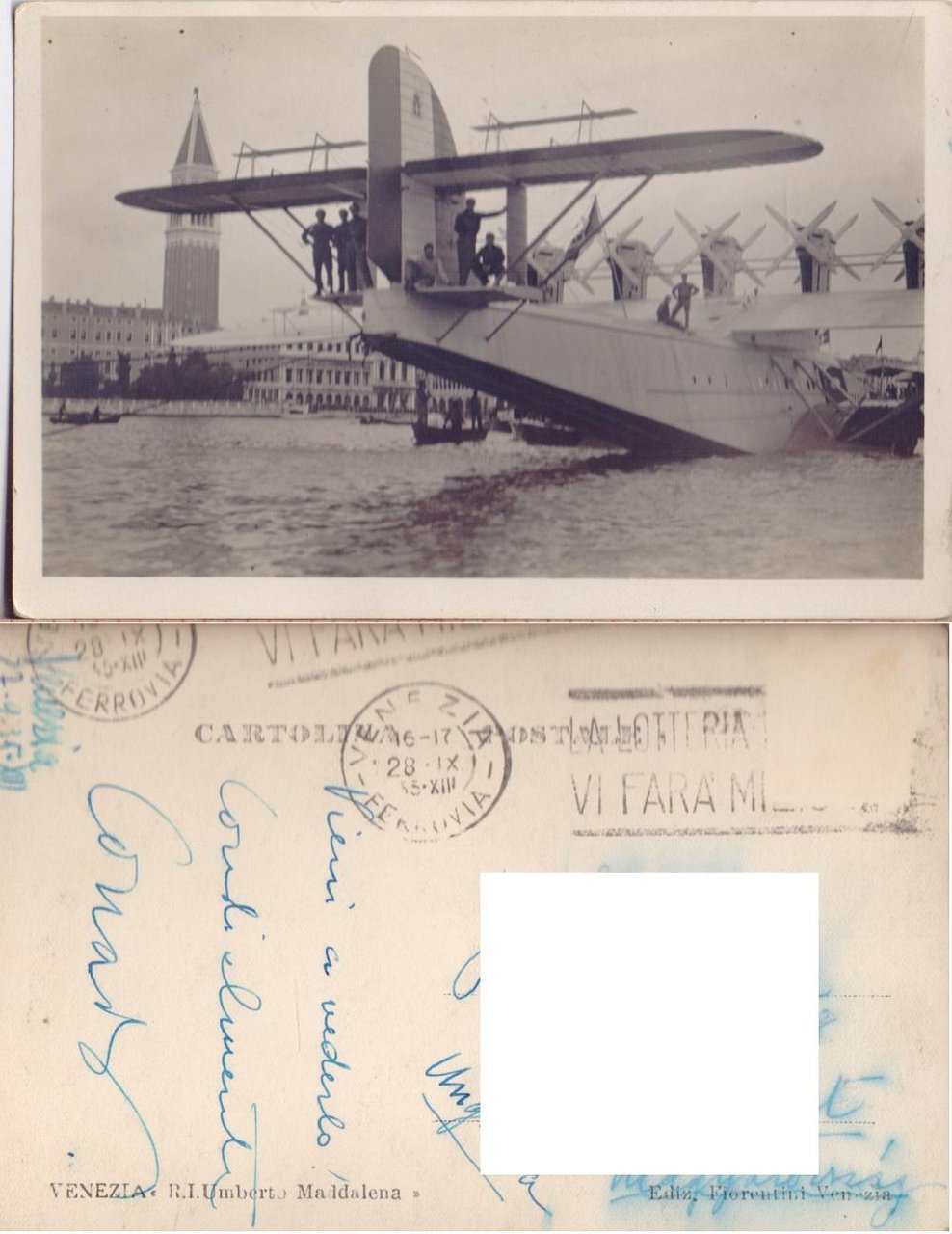 Venezia. Real Idrovolante Umberto Maddalena. (Campanile di S. Marco)Viaggiata 1935 | Immagine principale