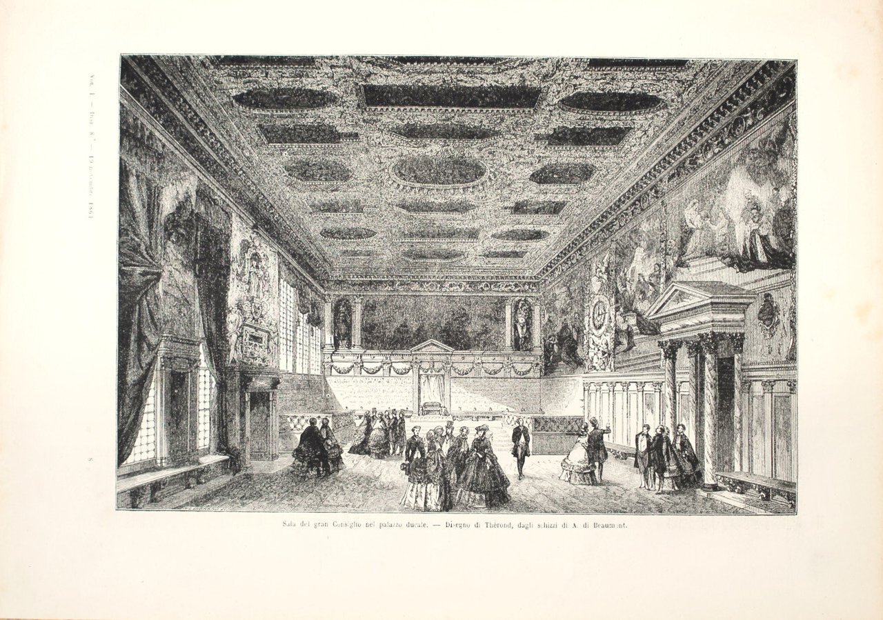 Venezia. Sala del gran Consiglio nel palazzo ducale. Stampa 1863 | Immagine principale