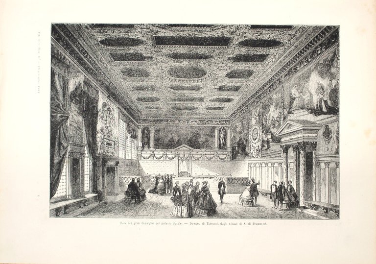 Venezia. Sala del gran Consiglio nel palazzo ducale. Stampa 1863 | Immagine Gallery 2