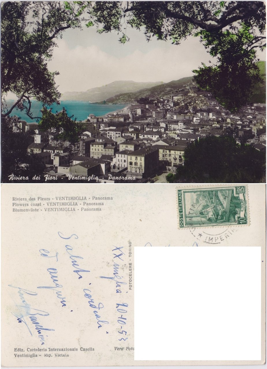 Ventimiglia (IM). Panorama. Viaggiata 1953 | Immagine principale