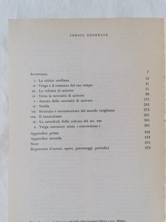 Verga e il Naturalismo - Libro Giacomo Debenedetti Garzanti 1976 …