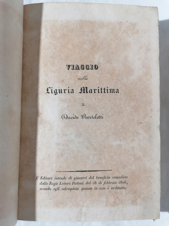Viaggio Nella Liguria Marittima Libro Antico Davide Bertolotti 1834 Botta …