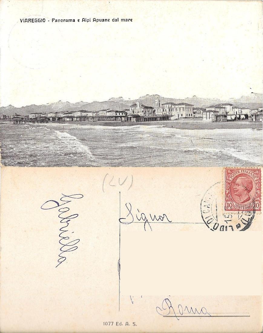 Viareggio. Panorama e Alpi Apuane dal mare. Viaggiata | Immagine principale