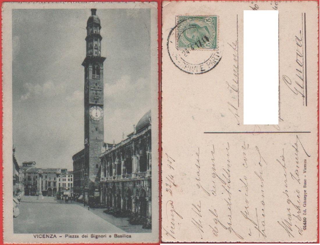 Vicenza. Piazza dei Signori e Basilica. Viaggiata 1917 | Immagine principale