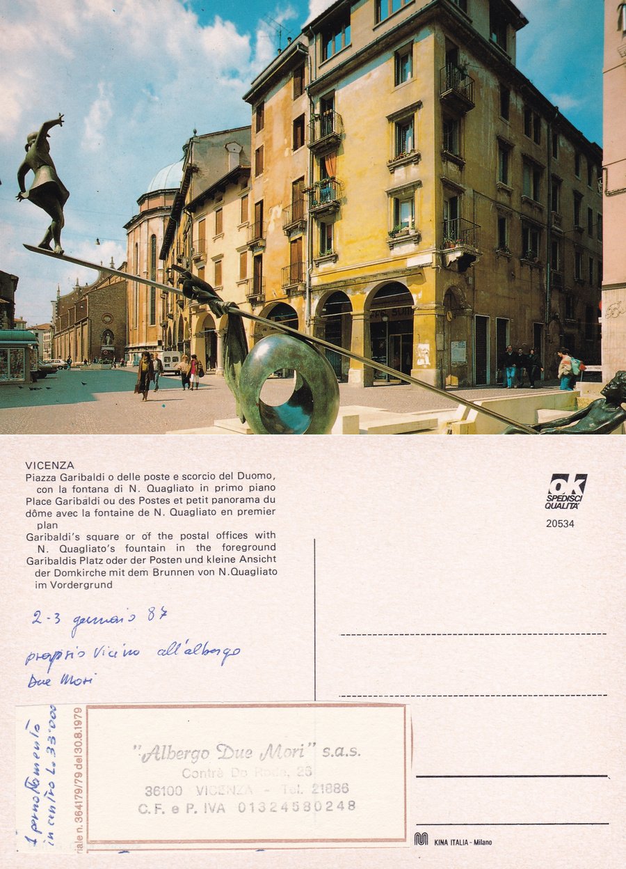 Vicenza. Piazza Garibaldi o delle Poste. Non viaggiata | Immagine principale