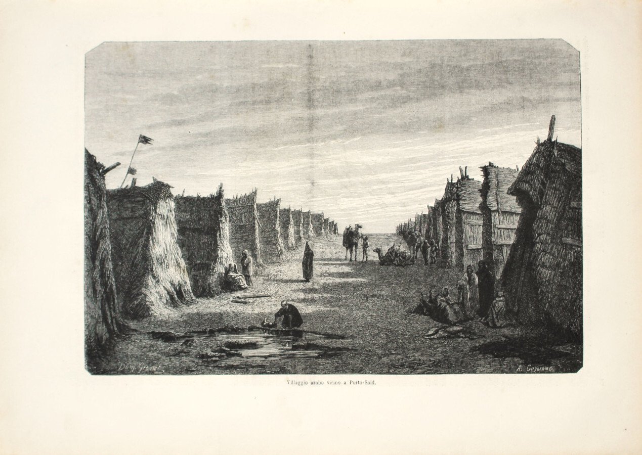 Villaggio arabo vicino a Porto-Said. Stampa 1863 | Immagine principale