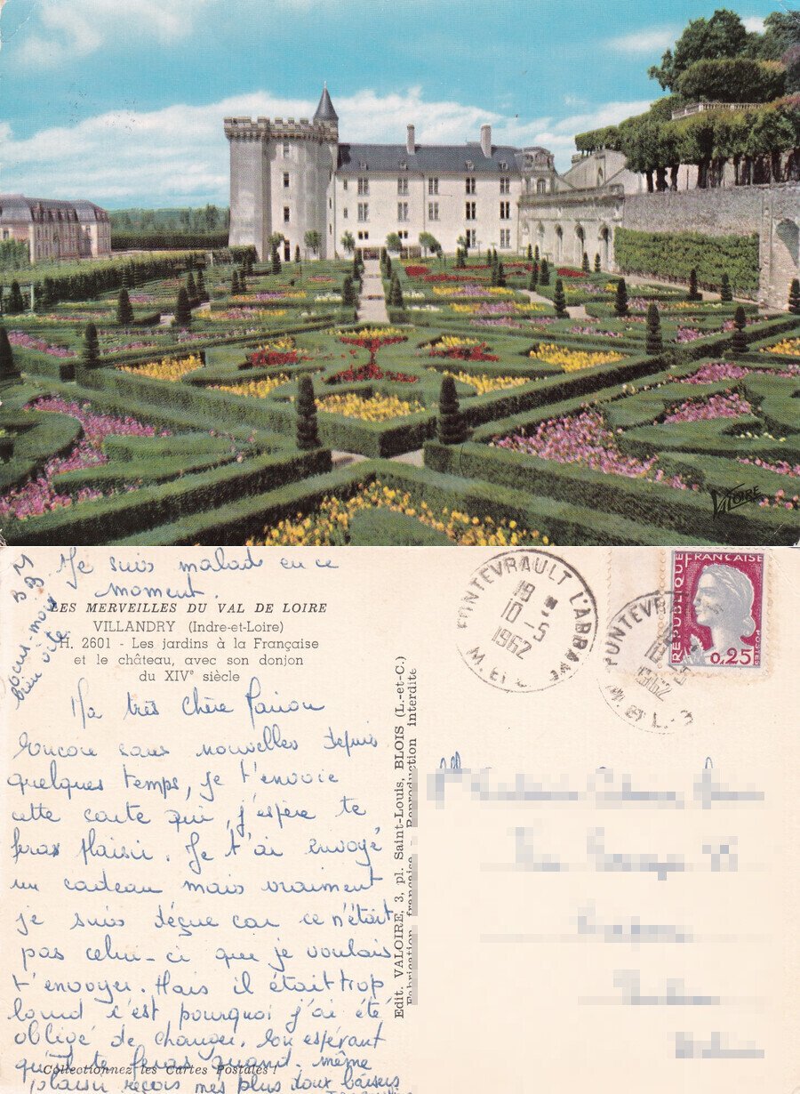 Villandry. Chateau. Viaggiata 1962 | Immagine principale