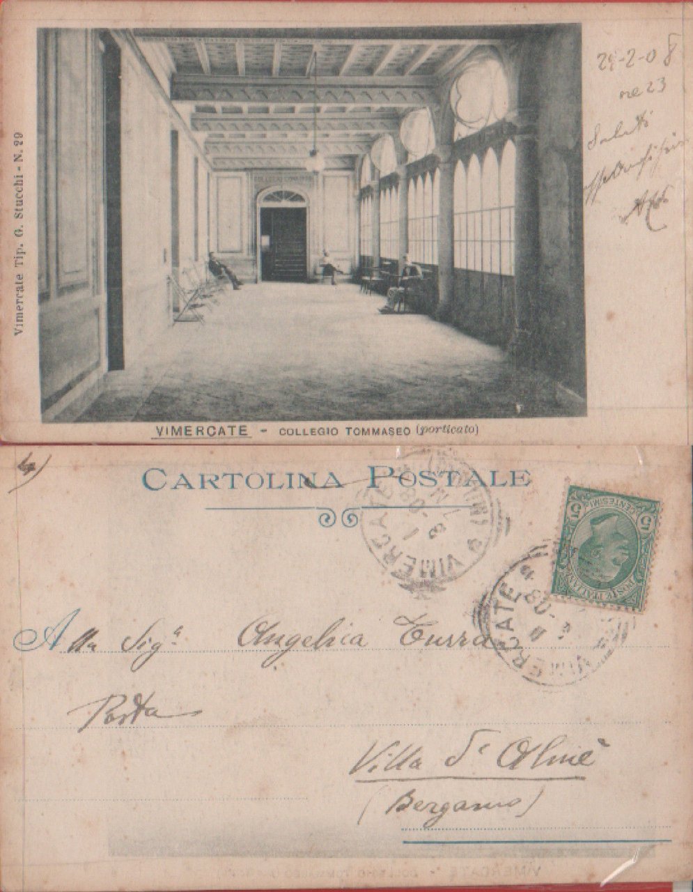 Vimercate. Collegio Tommaseo. Viaggiata 1908 | Immagine principale