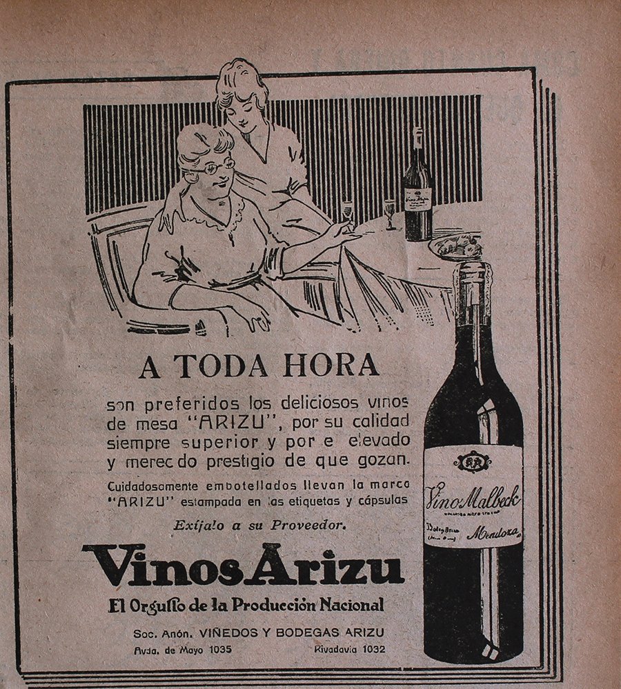 Vinos Arizu. A toda ora - Advertising 1922 | Immagine principale