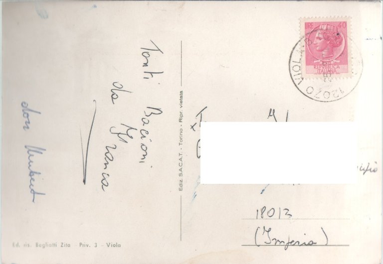 Viola (CN). Santuario Madonna della Neve. Viaggiata 1974 | Immagine Gallery 2