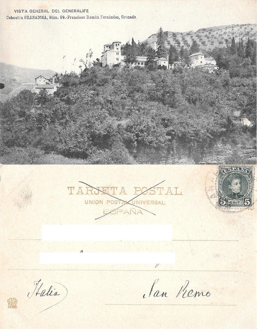 Vista general del Generalife. Granada (SPA). Viaggiata 1903 | Immagine principale